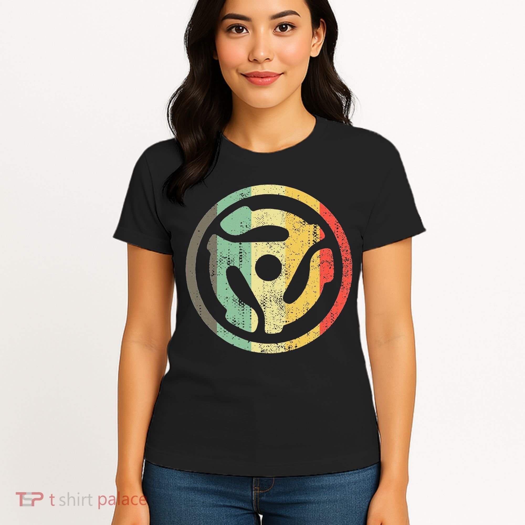 Retro Vinyl Record 45 Rpm Spindle Adapter Women's T-Shirt