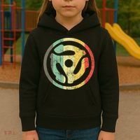 Retro Vinyl Record 45 Rpm Spindle Adapter Kids Hoodie thumb 3