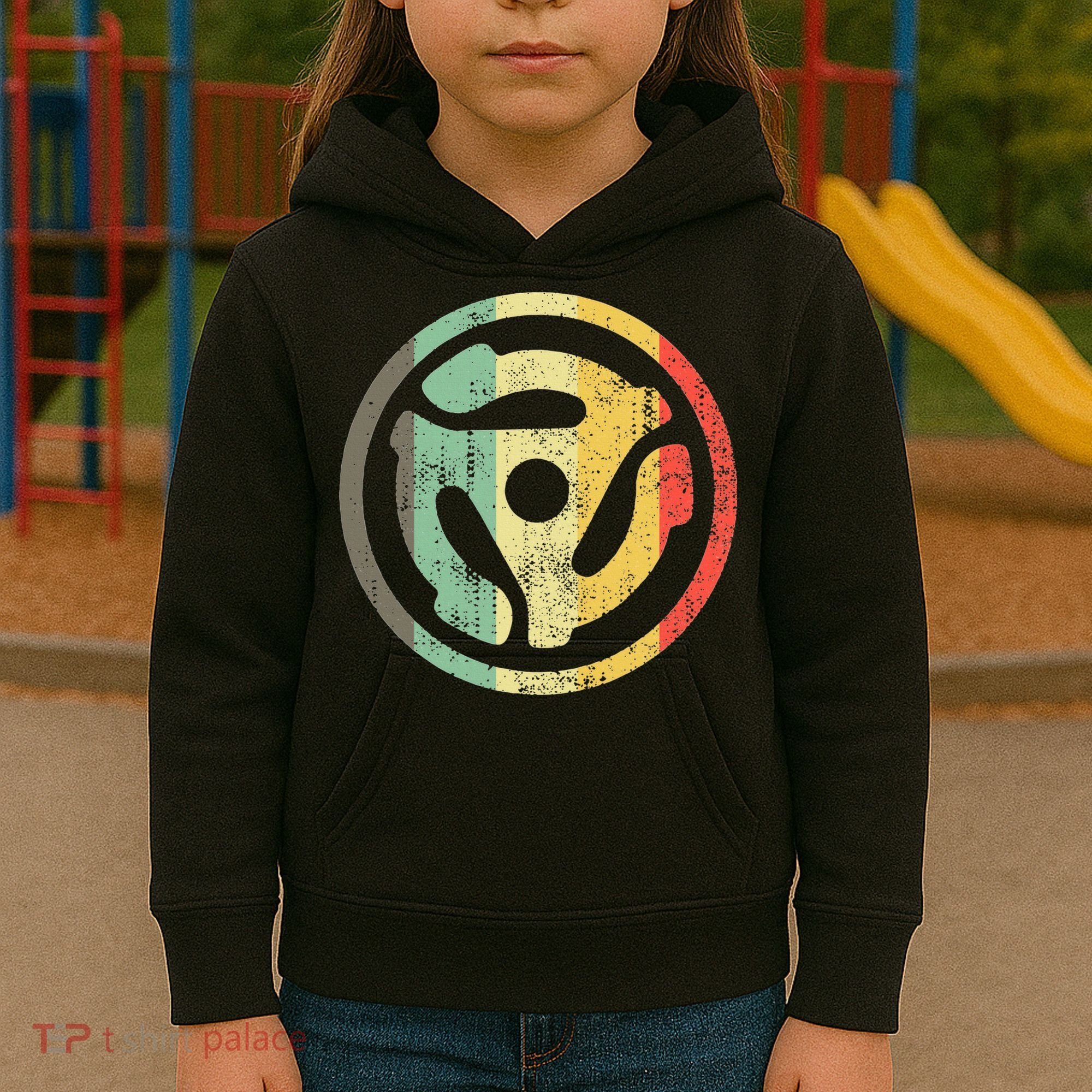 Retro Vinyl Record 45 Rpm Spindle Adapter Kids Hoodie