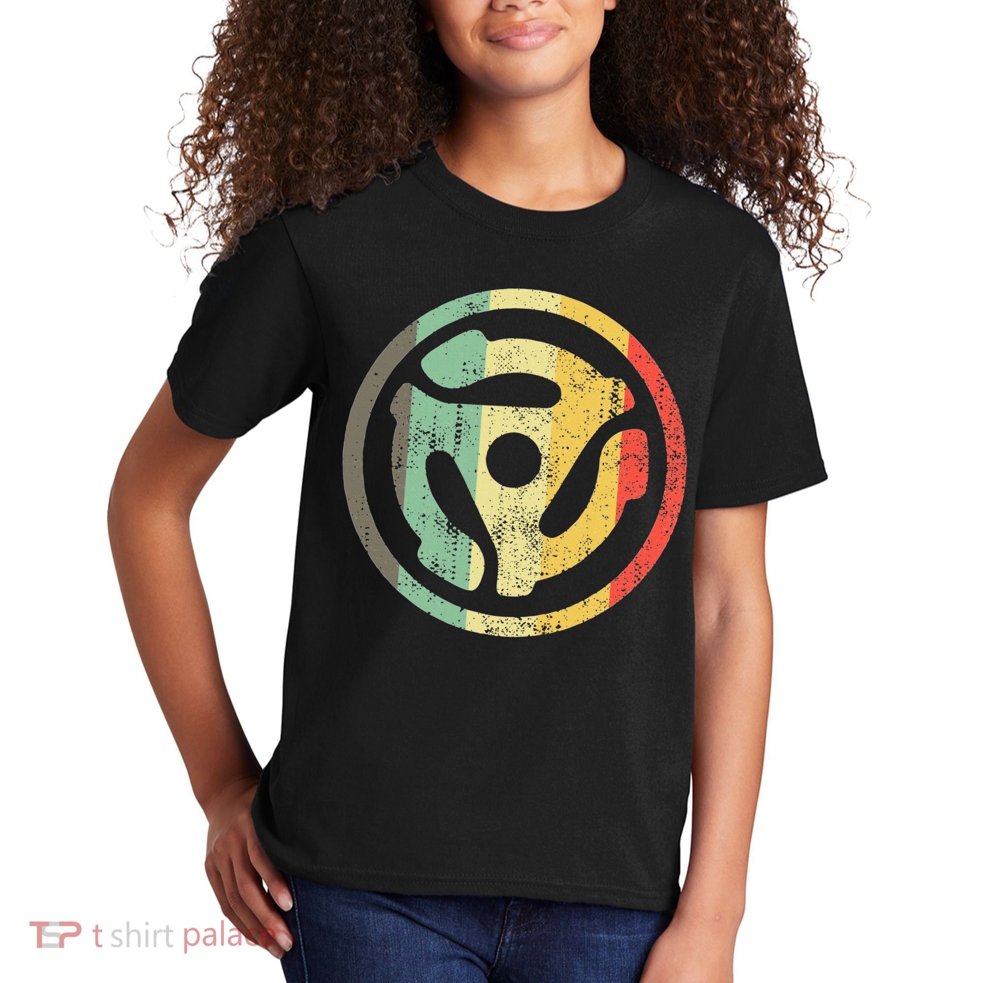 Retro Vinyl Record 45 Rpm Spindle Adapter Kids T-Shirt