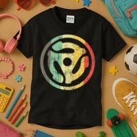 Retro Vinyl Record 45 Rpm Spindle Adapter Kids T-Shirt thumb 3