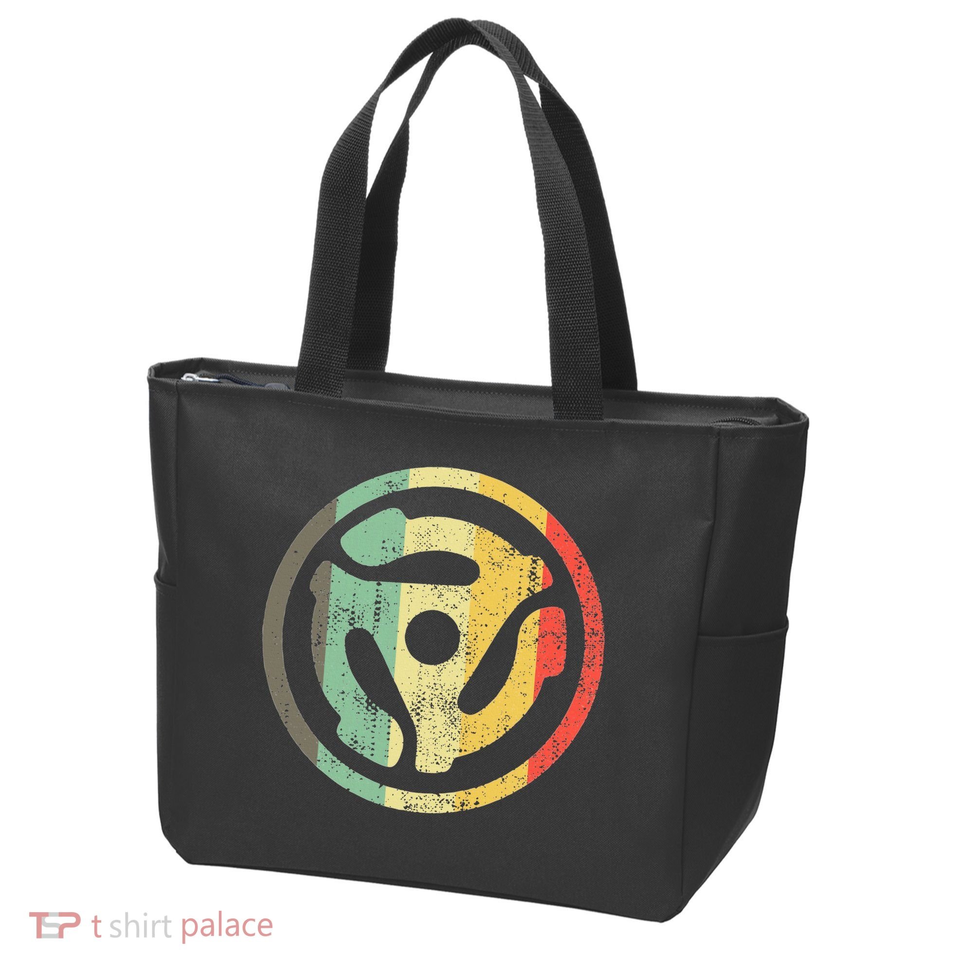 Retro Vinyl Record 45 Rpm Spindle Adapter Tote Bag