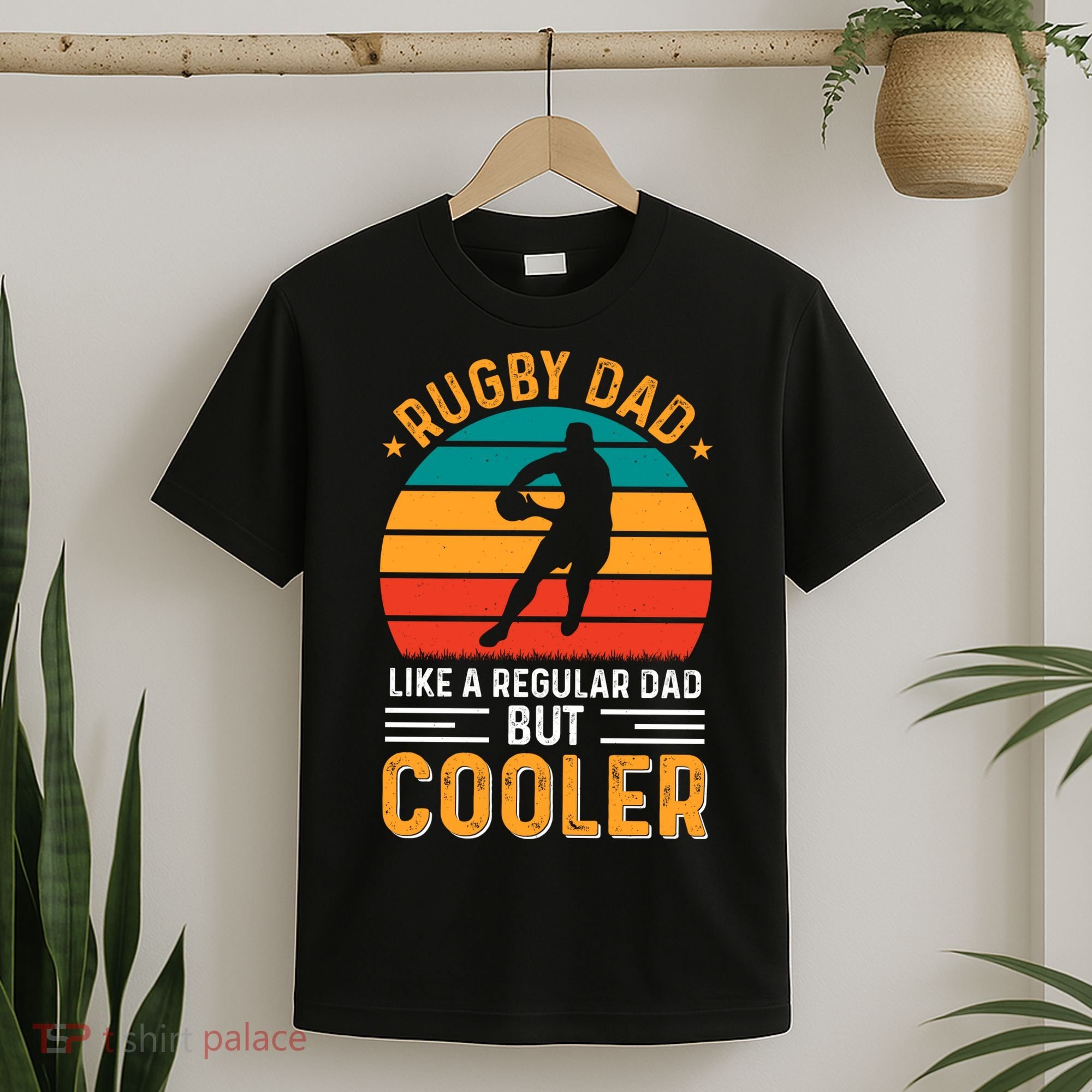 Retro Vintage Rugby Dad Like A Regular Dad But Cooler Fathers Day T-Shirt