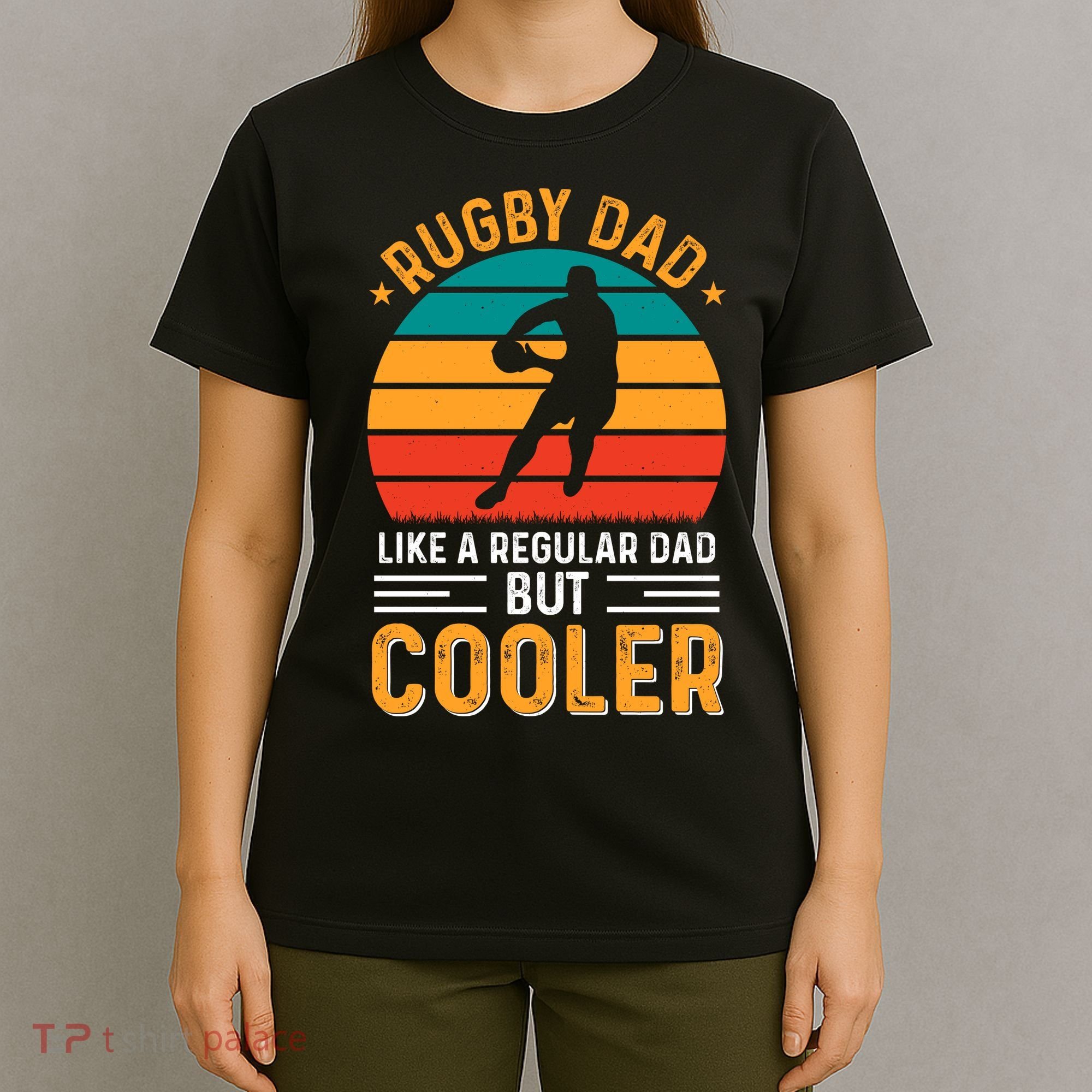 Retro Vintage Rugby Dad Like A Regular Dad But Cooler Fathers Day T-Shirt