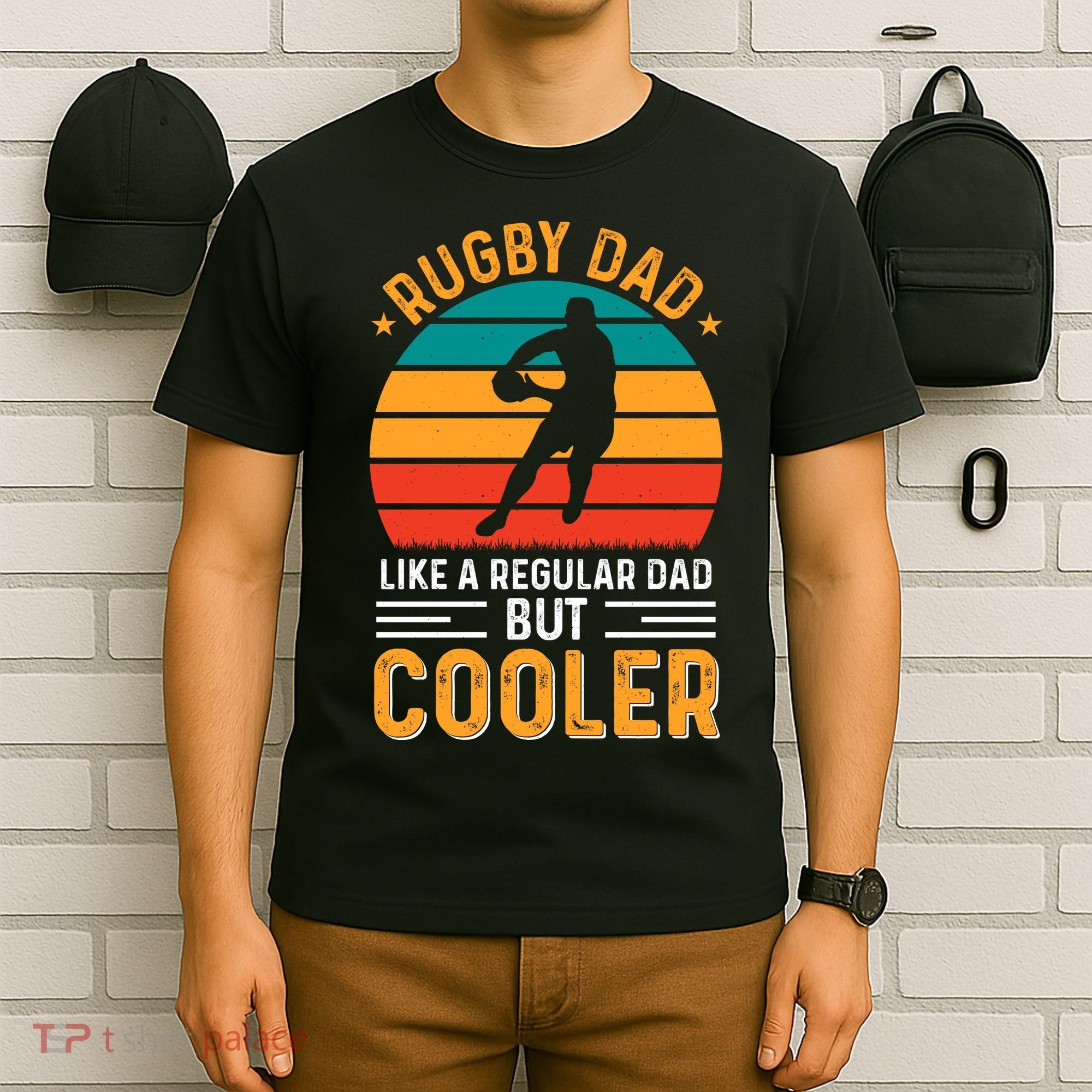 Retro Vintage Rugby Dad Like A Regular Dad But Cooler Fathers Day T-Shirt