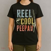 Retro Vintage Reel Cool Peepaw Fishing Father's Day Grandpa T-Shirt thumb 4