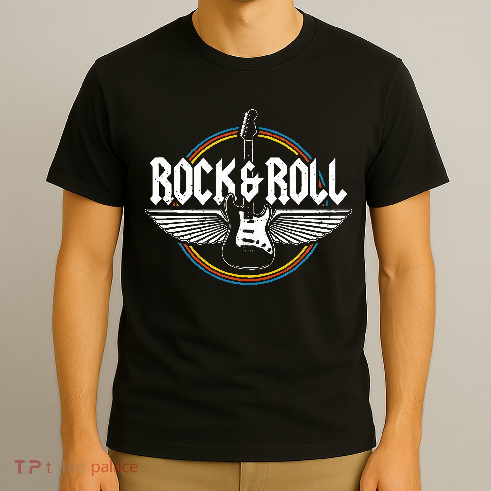 Retro Vintage Rock & Roll Guitar Wings Music Concert Band T-Shirt
