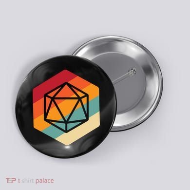 Retro Vintage Role Playing Game Boardgame Dice Button