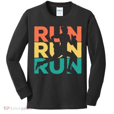 Retro Vintage Running Gift For Runners Kids Long Sleeve Shirt