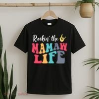 Retro Vintage Rockin' The Mamaw Life Birthday Mother's Day T-Shirt thumb 2