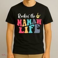 Retro Vintage Rockin' The Mamaw Life Birthday Mother's Day T-Shirt thumb 3