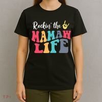 Retro Vintage Rockin' The Mamaw Life Birthday Mother's Day T-Shirt thumb 4