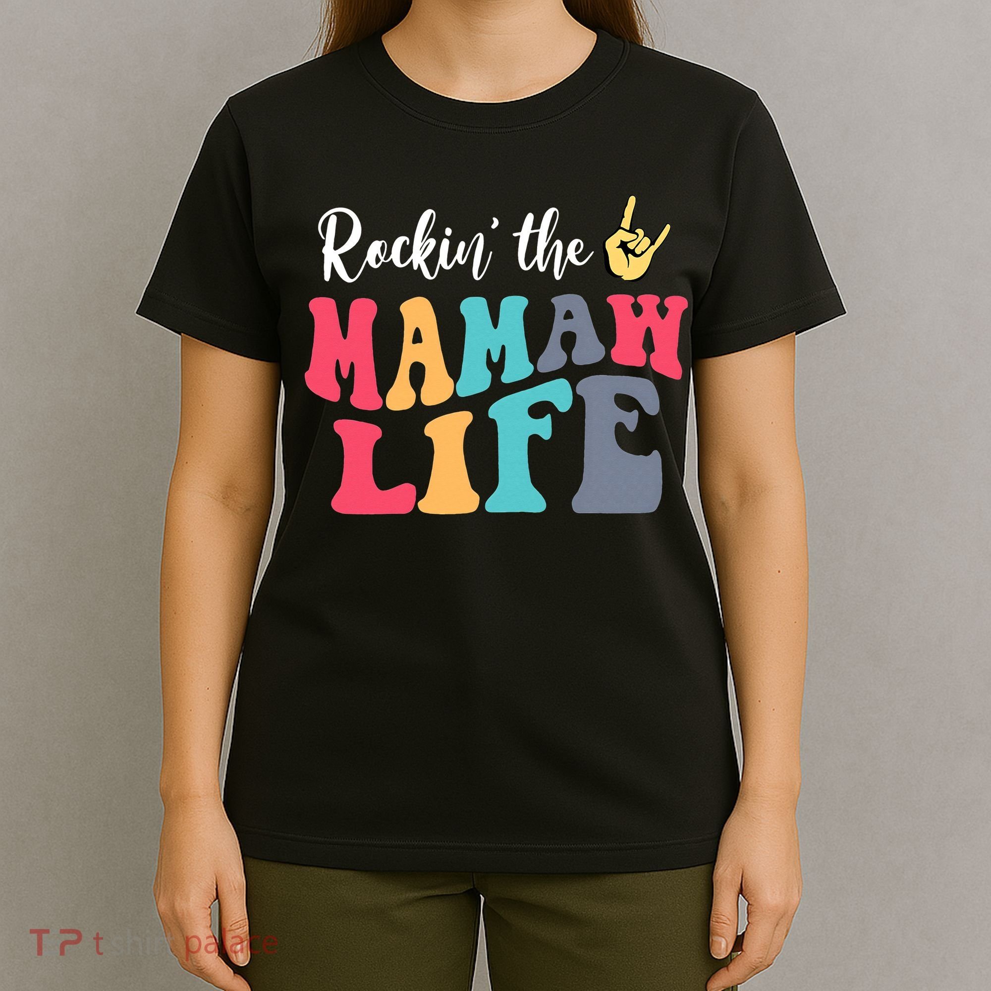 Retro Vintage Rockin' The Mamaw Life Birthday Mother's Day T-Shirt