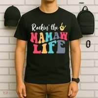 Retro Vintage Rockin' The Mamaw Life Birthday Mother's Day T-Shirt thumb 6