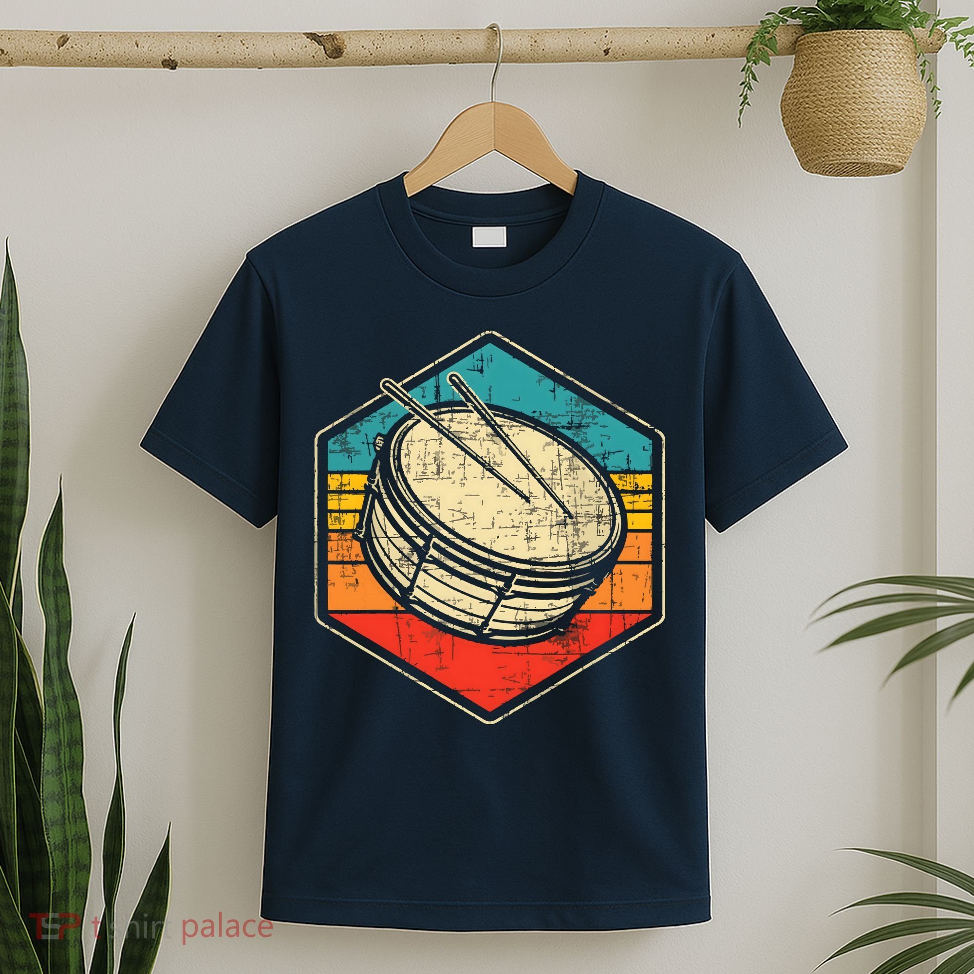 Retro Vintage Snare Drum Marching Band Drumline Drummer T-Shirt