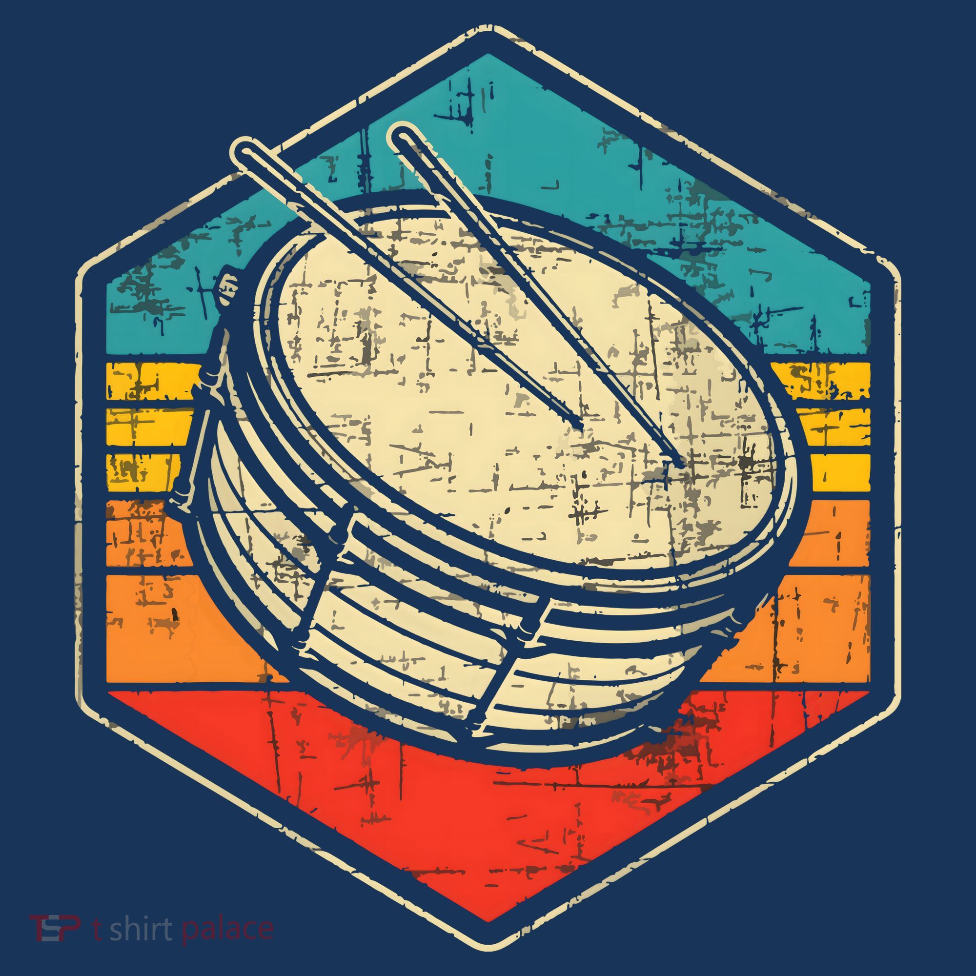 Retro Vintage Snare Drum Marching Band Drumline Drummer T-Shirt