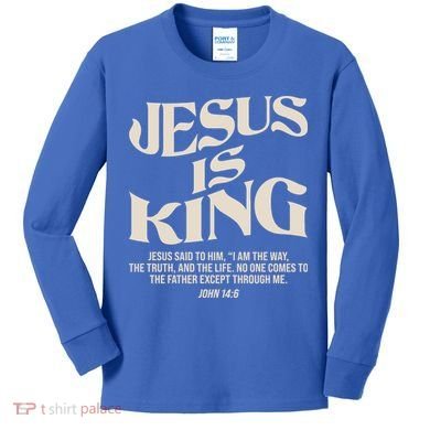 Retro Vintage Style Jesus Is King John 14:6 Kids Long Sleeve Shirt