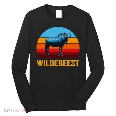 Retro Vintage Style Sunset Wildebeest Long Sleeve Shirt