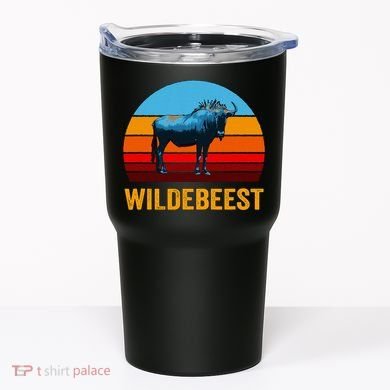 Retro Vintage Style Sunset Wildebeest Tumbler
