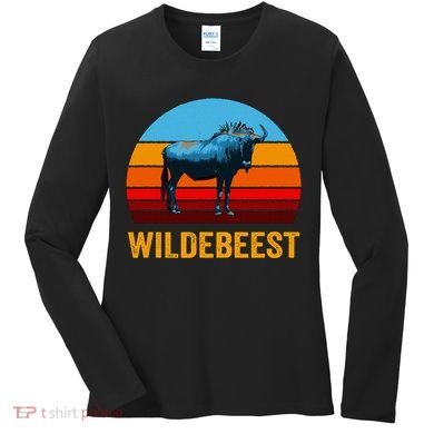 Retro Vintage Style Sunset Wildebeest Women's Long Sleeve Shirt