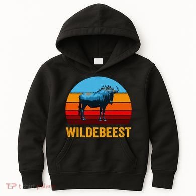 Retro Vintage Style Sunset Wildebeest Kids Hoodie