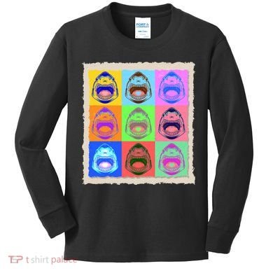 Retro Vintage Shark Attack Pop Art Poster Kids Long Sleeve Shirt