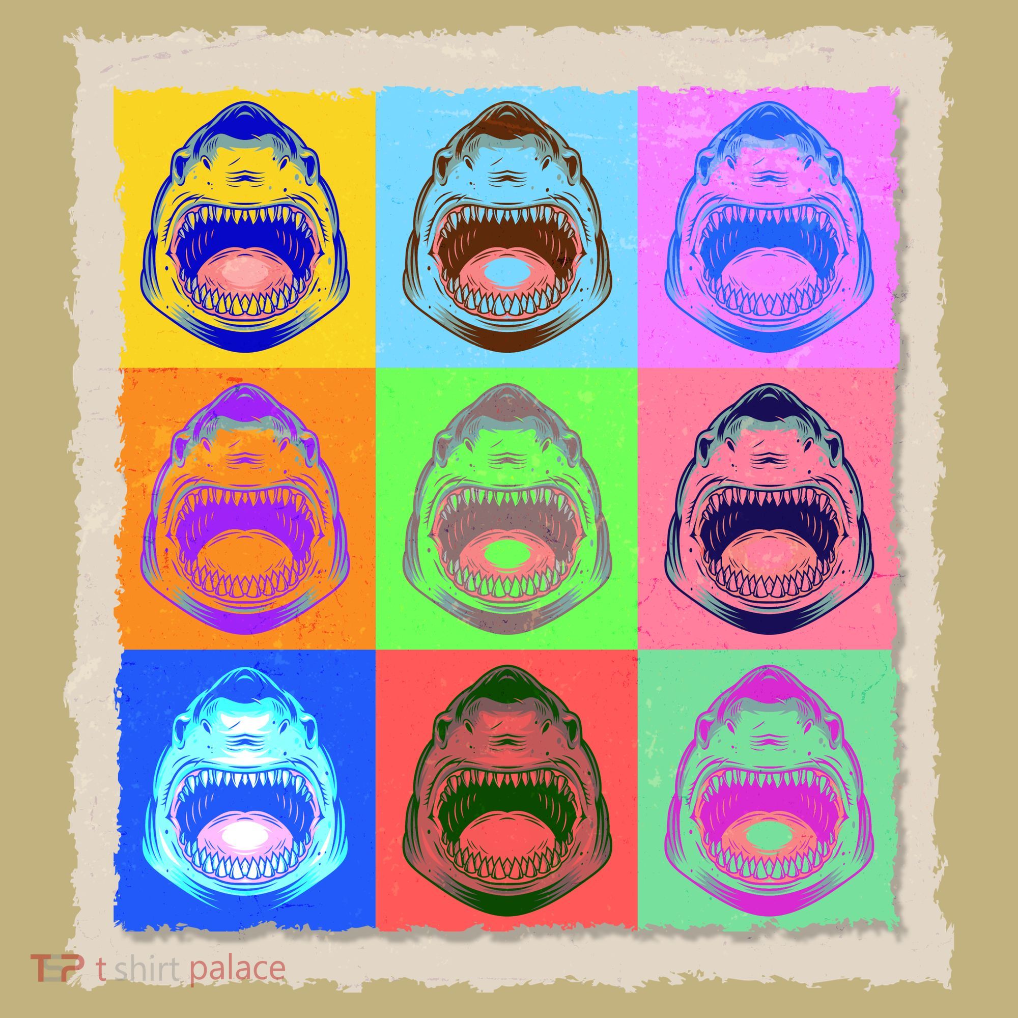 Retro Vintage Shark Attack Pop Art Poster T-Shirt