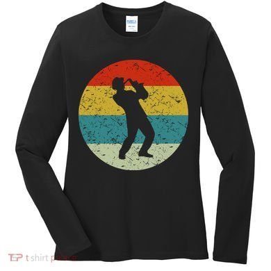 Retro Vintage Saxophone Women's Long Sleeve Shirt