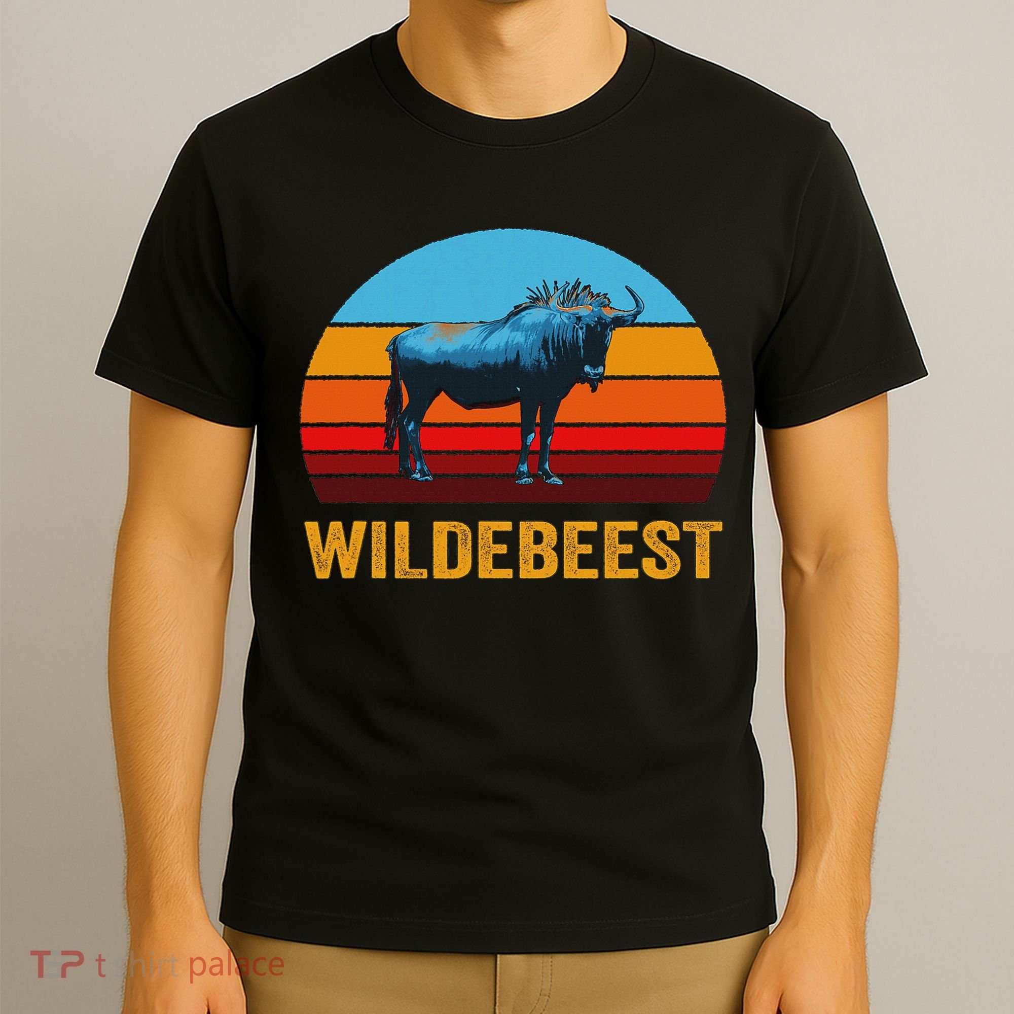 Retro Vintage Style Sunset Wildebeest T-Shirt