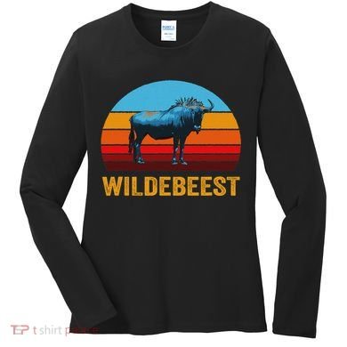 Retro Vintage Style Sunset Wildebeest Women's Long Sleeve Shirt