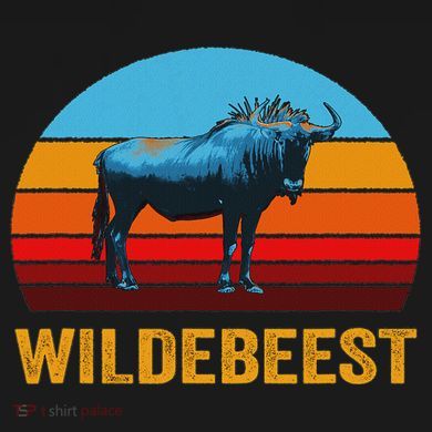 Retro Vintage Style Sunset Wildebeest Short Acrylic Beanie