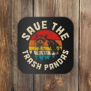 Raccoon Vintage Save The Racoon Coaster