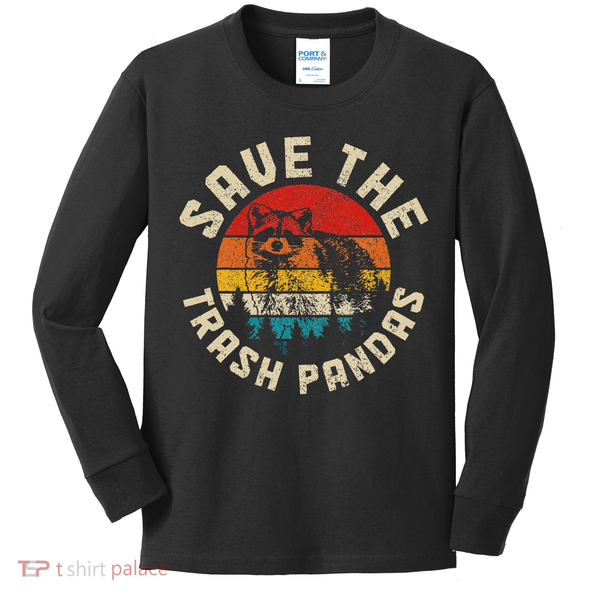 Raccoon Vintage Save The Racoon Kids Long Sleeve Shirt
