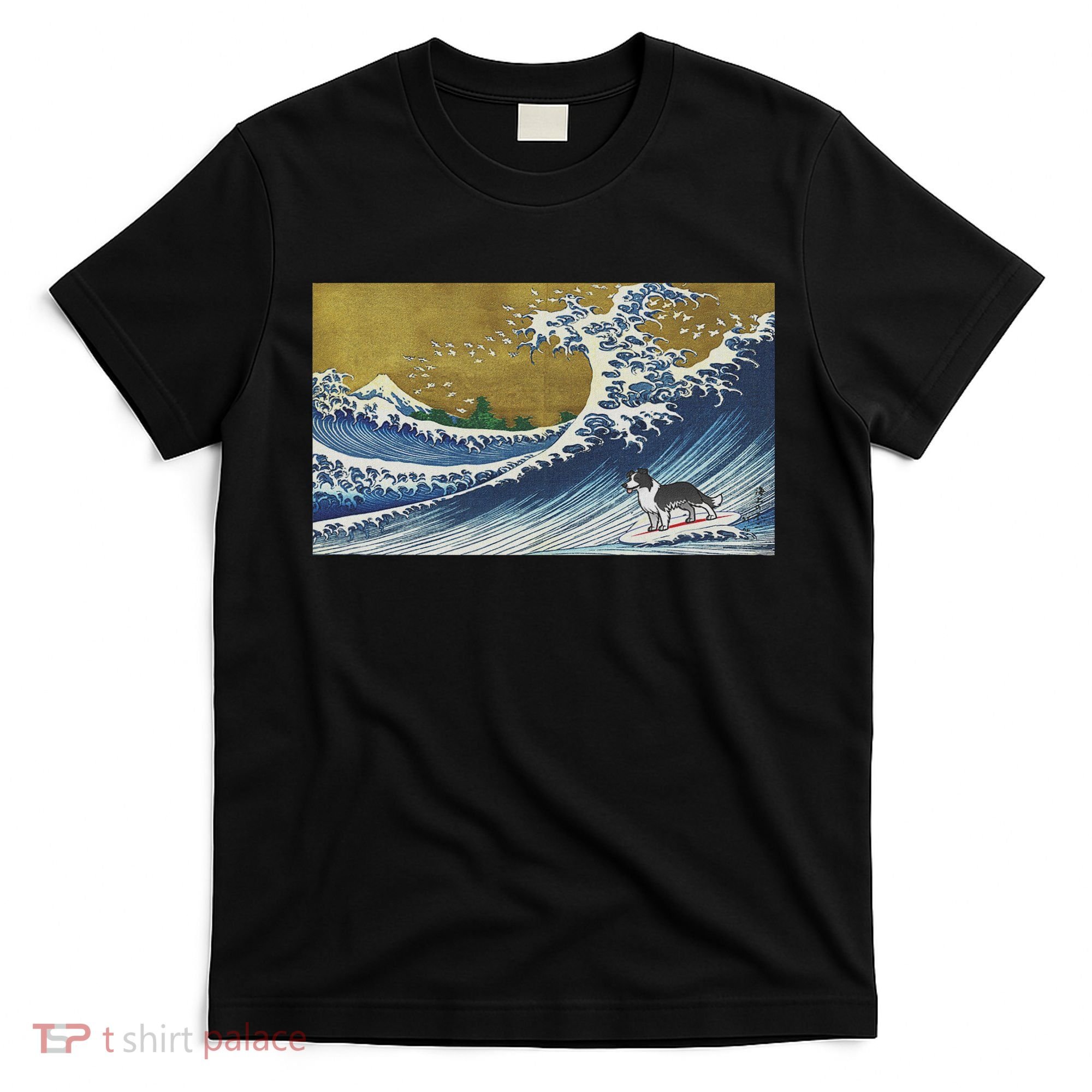 Retro Vintage Surfing A Wave Border Collie Lover T-Shirt