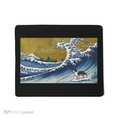 Retro Vintage Surfing A Wave Border Collie Lover Mousepad