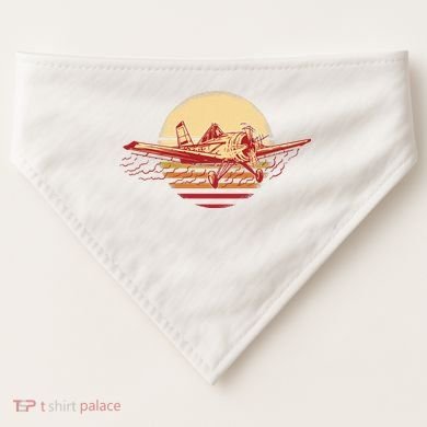 Retro Vintage Sunset Airplane USA-Made Doggie Bandana