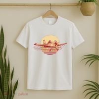 Retro Vintage Sunset Airplane T-Shirt thumb 2