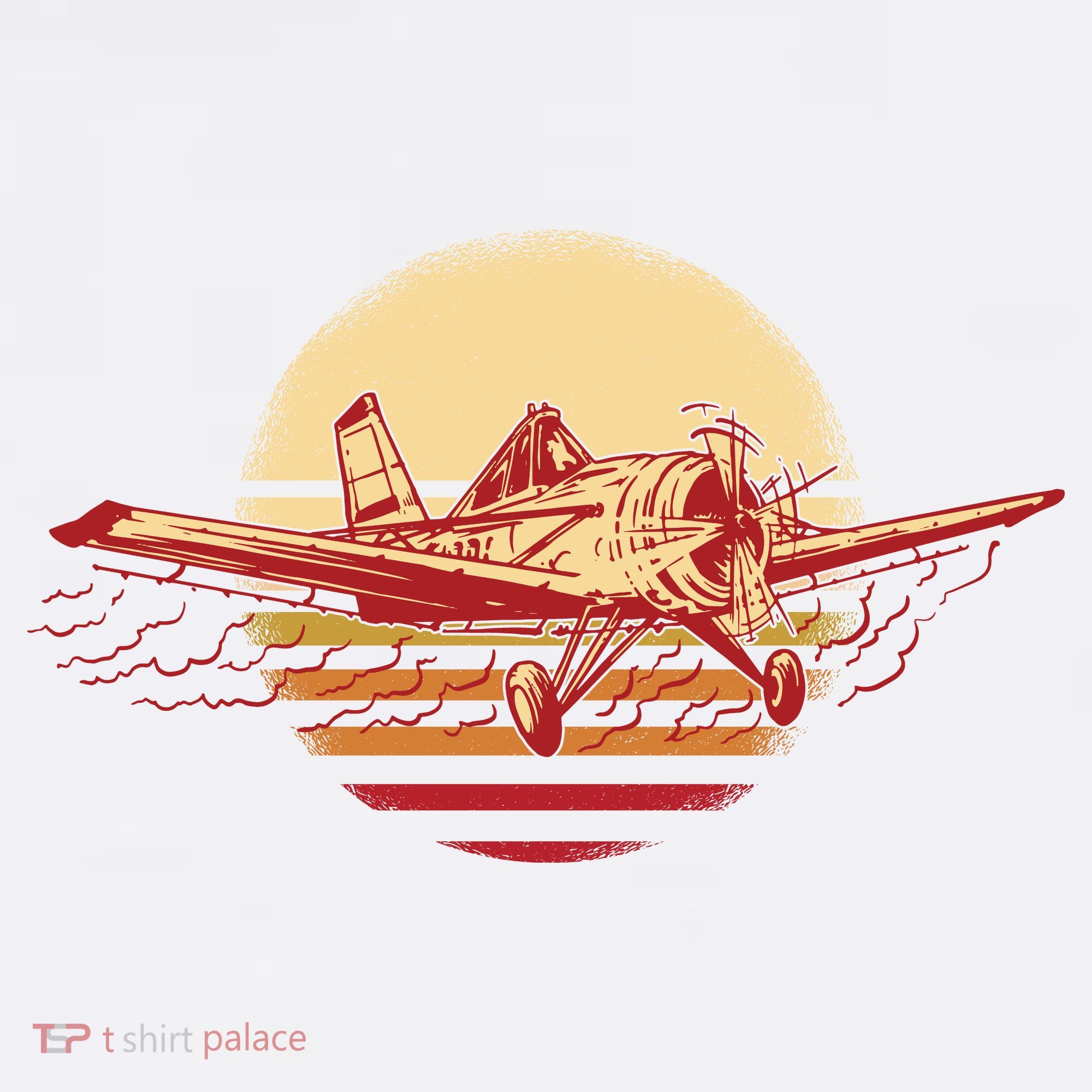 Retro Vintage Sunset Airplane T-Shirt