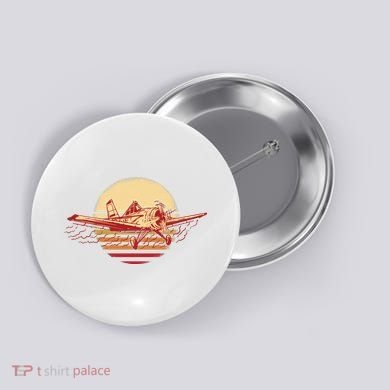 Retro Vintage Sunset Airplane Button