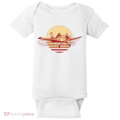 Retro Vintage Sunset Airplane Baby Bodysuit