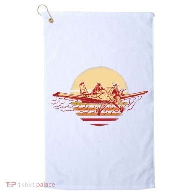 Retro Vintage Sunset Airplane Golf Towel