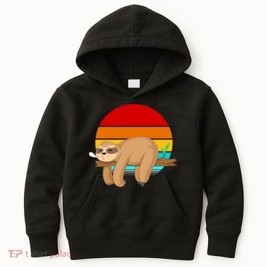 Retro Vintage Sloth Kids Hoodie