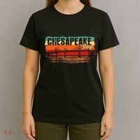 Retro Vintage Sunset Chesapeake Bay T-Shirt thumb 4