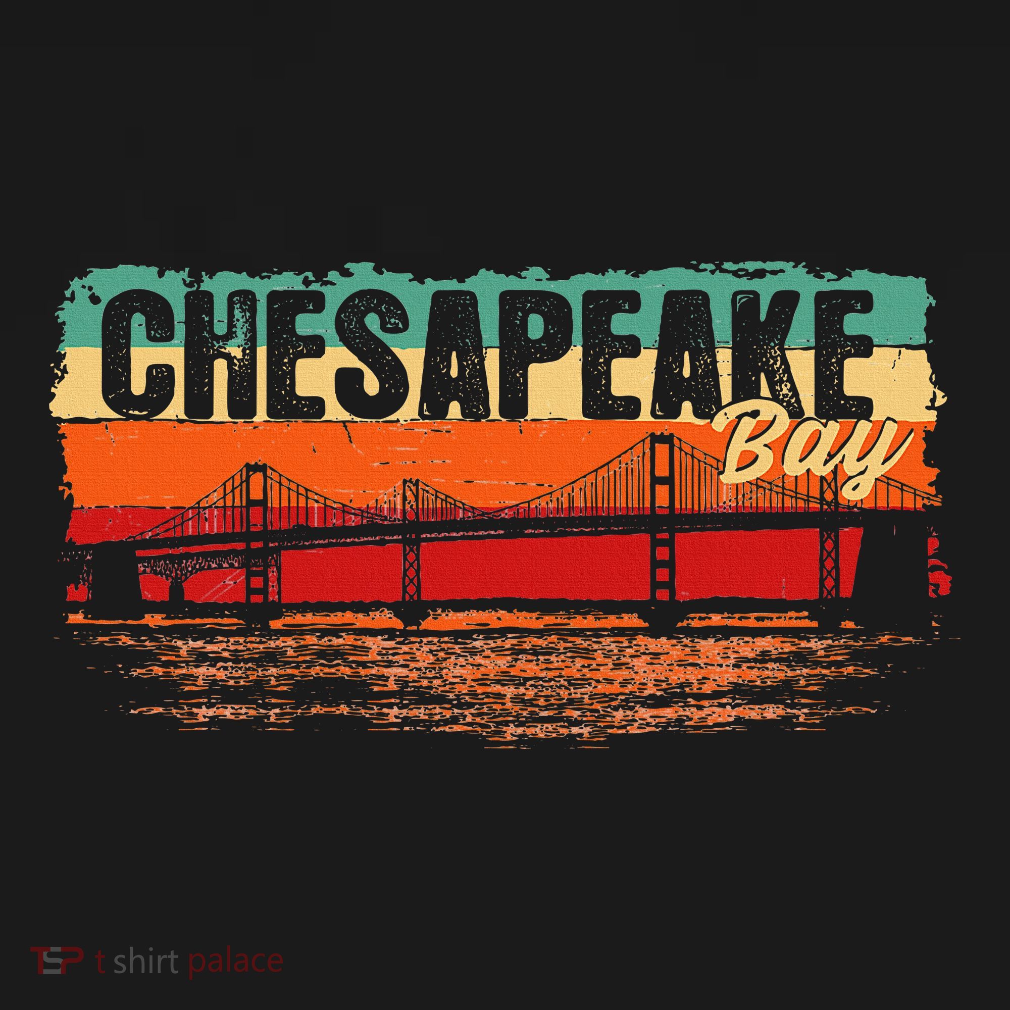 Retro Vintage Sunset Chesapeake Bay T-Shirt