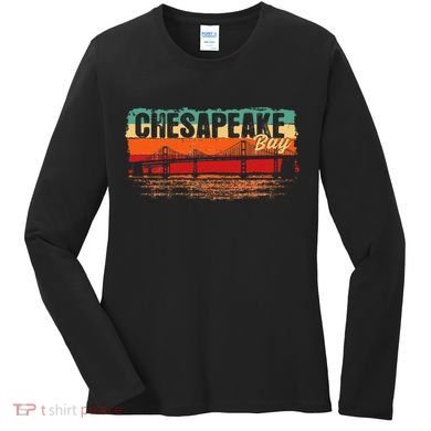 Retro Vintage Sunset Chesapeake Bay Women's Long Sleeve Shirt