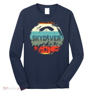 Retro Vintage Skydiver Skydiving Parachuting Skydive Gift Long Sleeve Shirt