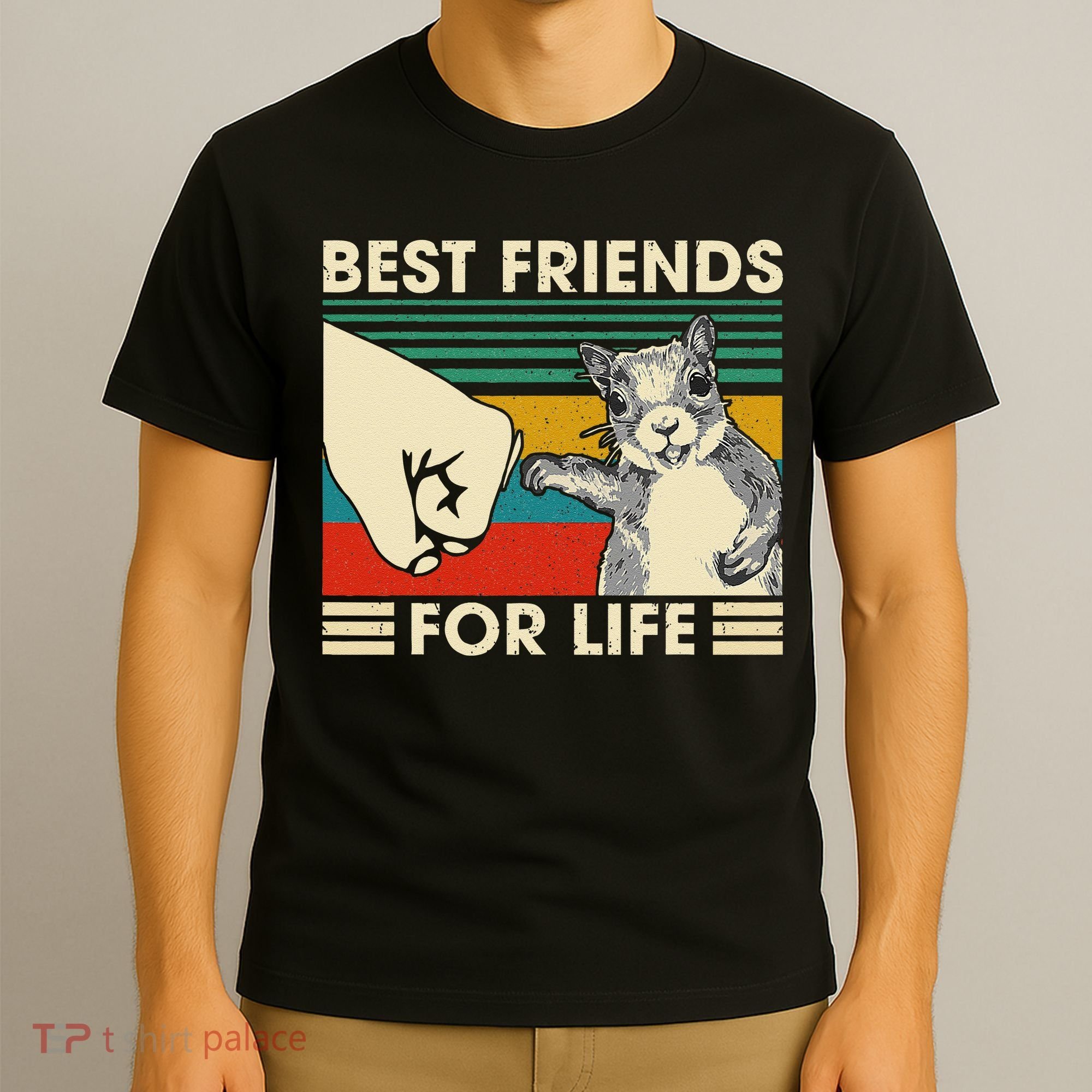 Retro Vintage Squirrel Best Friend For Life Fist Bump T-Shirt