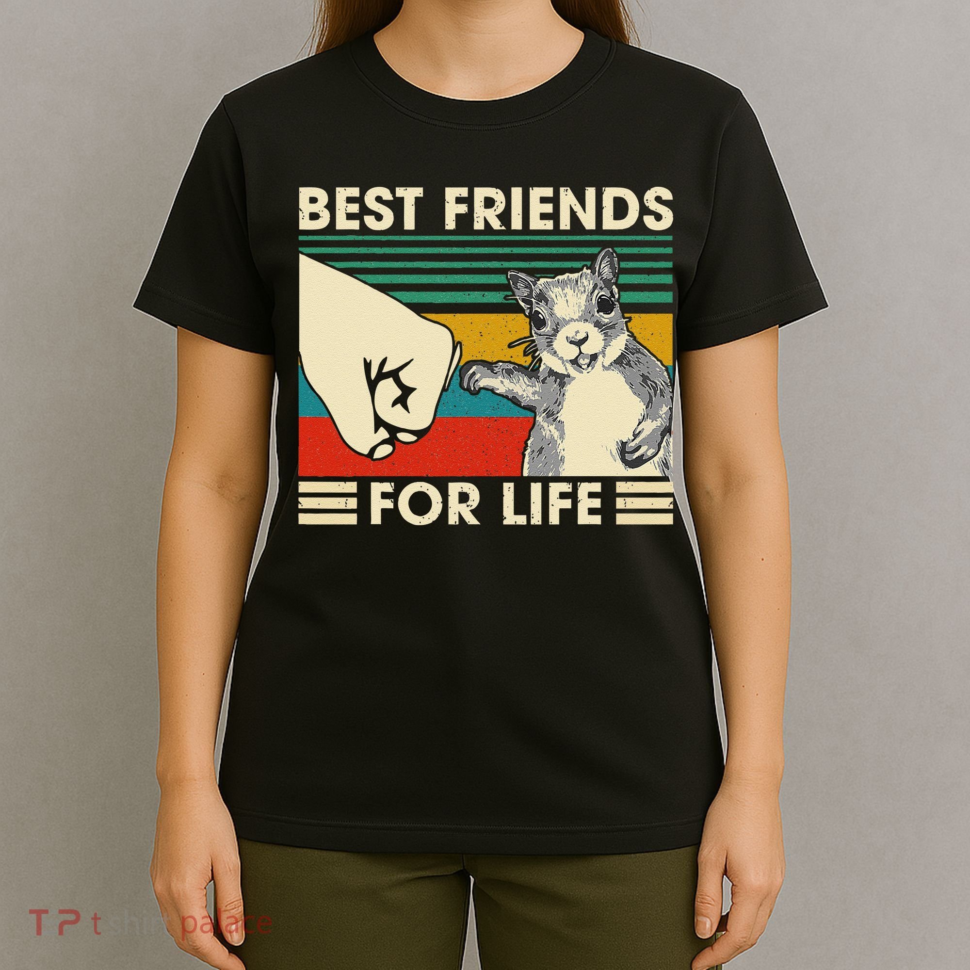 Retro Vintage Squirrel Best Friend For Life Fist Bump T-Shirt