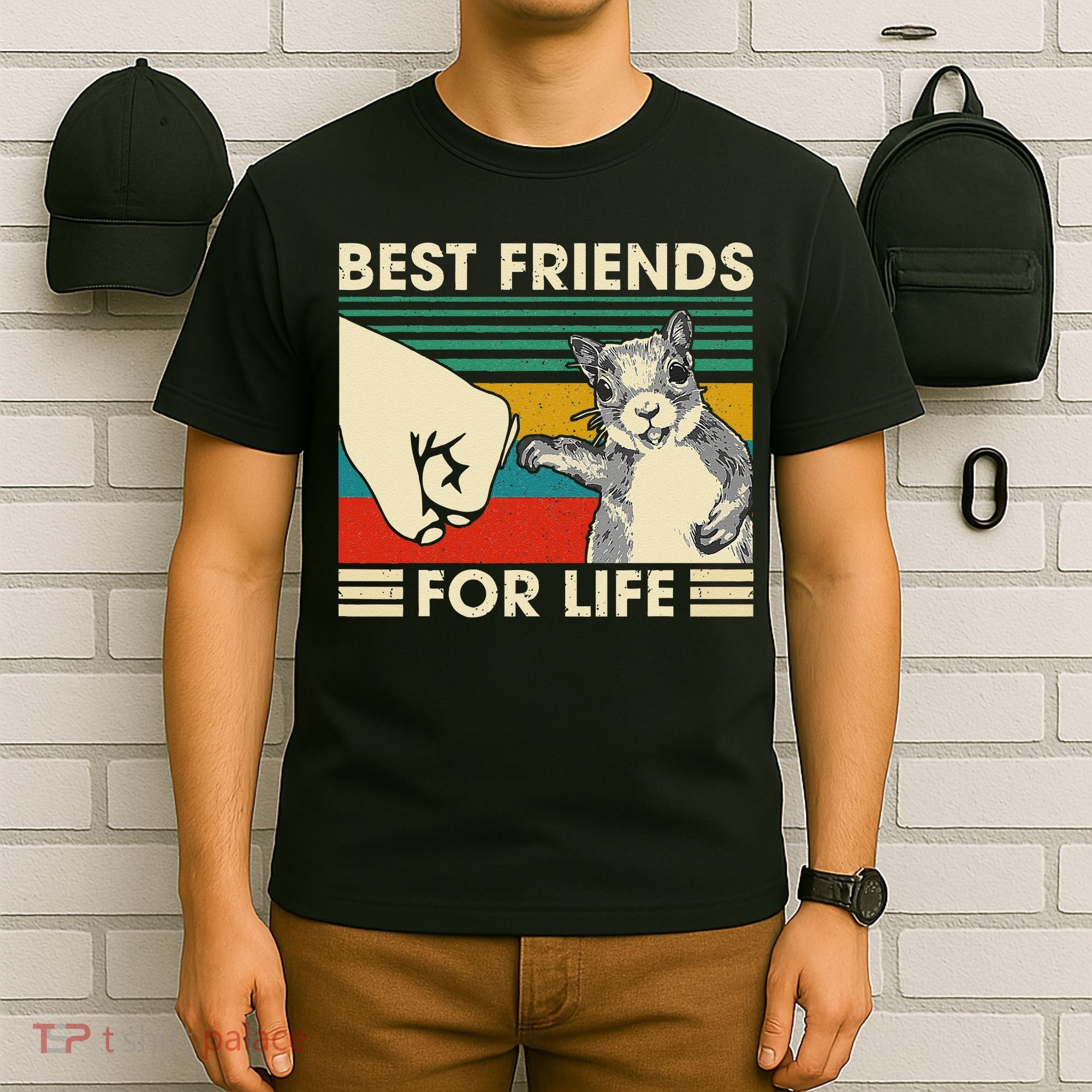 Retro Vintage Squirrel Best Friend For Life Fist Bump T-Shirt
