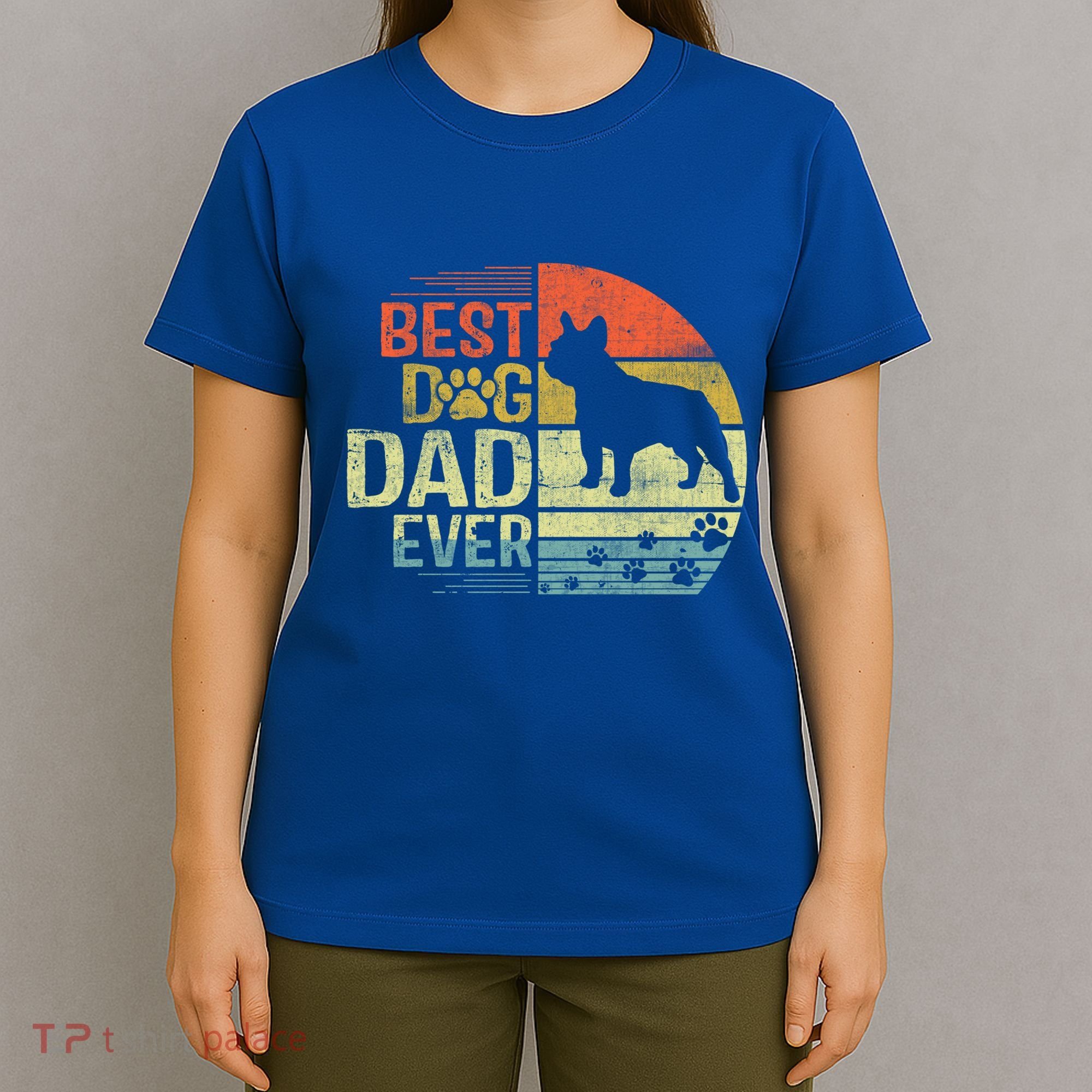 Retro Vintage Sunset Best French Bulldog Dog Dad Ever Gift T-Shirt